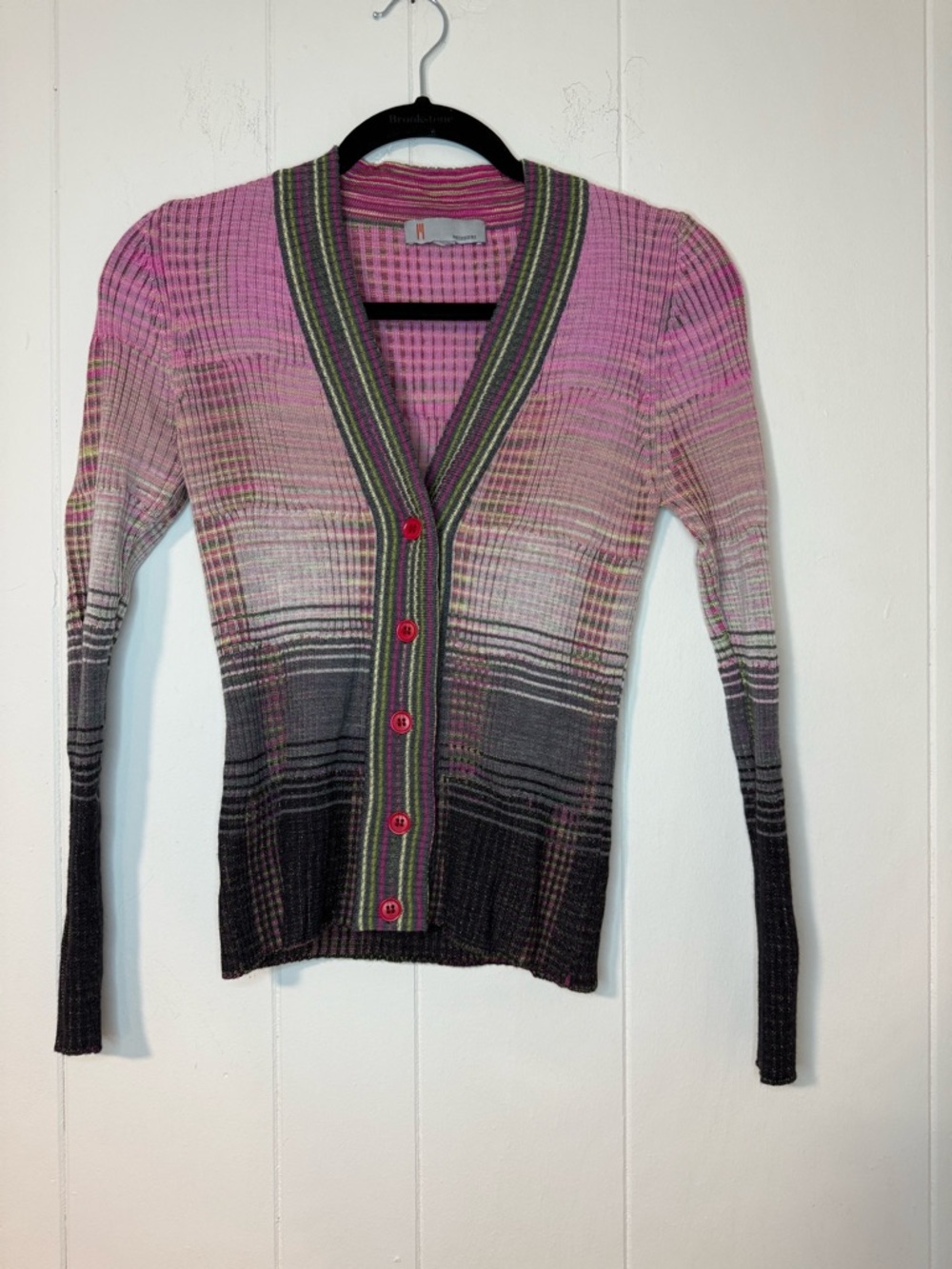 M Missoni fitted long-sleeve cardigan in a multicolored striped design